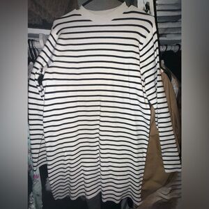 Mango Black and White Striped Sweater Mini Dress